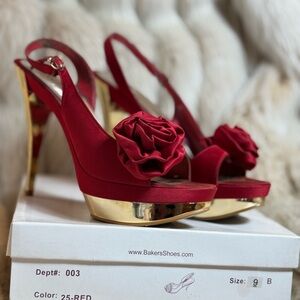 Bakers Kalisa Red and Gold Heels